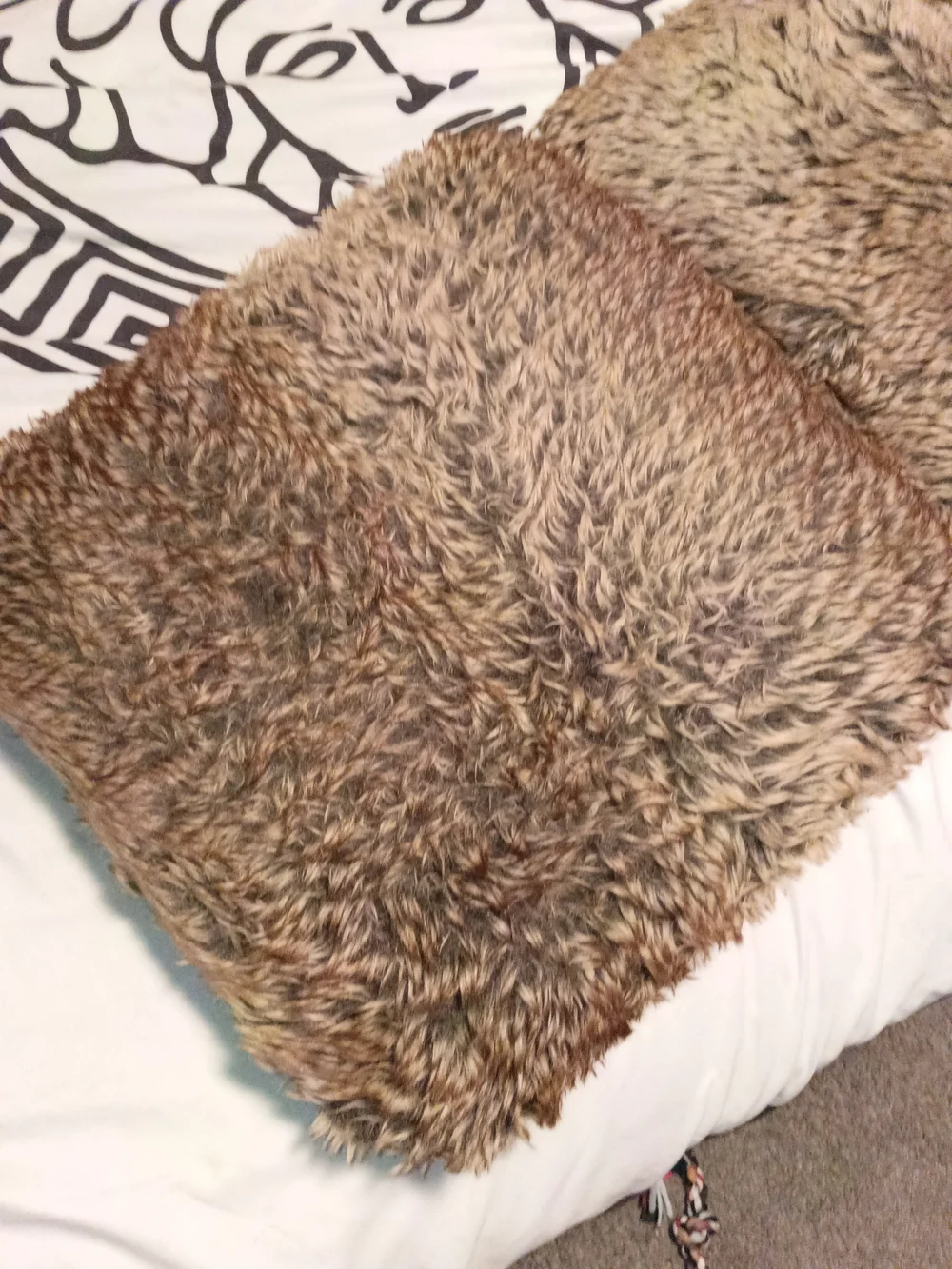 Plush Faux Fur Throw Pillow Covers in Brown - Set of 2